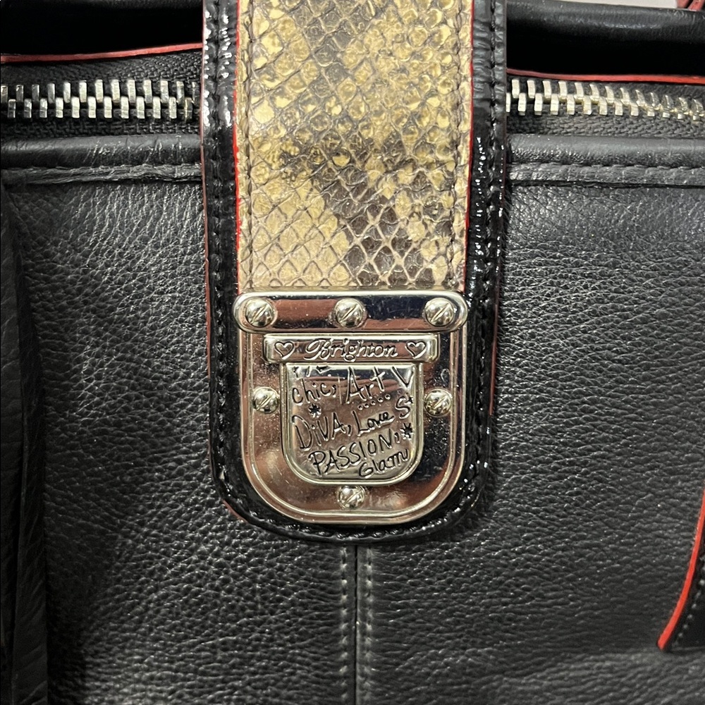 Brighton Black and Tan Leather Satchel - Picture 2 of 11